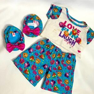 Build A Bear Workshop Shopkins Pajama PJs short shorts & shoes Good condition